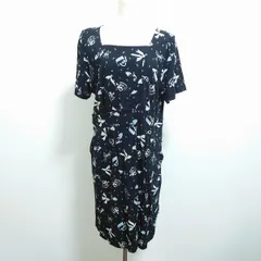 #snc ローズティアラ Rose Tiara ワンピース 42 黒 水色 アイボリー 半袖 リボン柄 ペチコート付き ポケット付き レディース [851157]