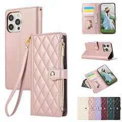 Rosbtib iPhone 12 ケース 手帳型 財布型 カバー iPhone 12 pro ケース 手帳型 アイフォン12 ケース おしゃれ ファスナー型 小銭入れ カード収納 携帯カバー いphone12 ケース 手帳型 エレガント チェック柄 刺繍 0