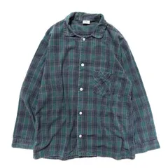 90's USA製 LLビーン コットン フランネル シャツ 長袖 (L) 紺×緑系 パジャマ スリープウェア 90年代 アメリカ製 旧タグ オールド LLBEAN アメリカ古着 USED  ビンテージ ヴィンテージ