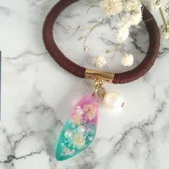 かすみ草ゆれるヘアゴム❦　レジン　送料無料💚