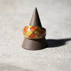 plaid design pukkuri chunky ring 格子柄 デザイン ぷっくり チャンキー リング 指輪 16号 vintage