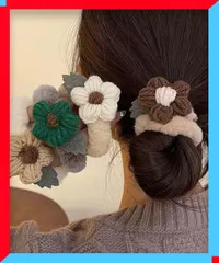 新品 花モチーフ ヘアゴム レディース 秋冬 ポニーテールアクセ 髪留めゴムもこもこ エコファーヘアゴム 【 送料無料 】