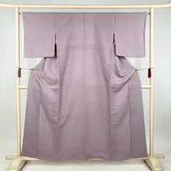 たんす屋 TANSU-YA 中古 リユース着物 色無地 薄紫 カジュアル セミフォーマル 変わり市松柄 地紋織 袷 絹 未洗い 【身丈】153.5cm【裄丈】64cm MS4214