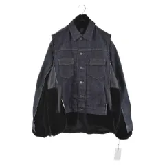 Sacai (サカイ) 20AW×A.P.C SHEARING PUFFER JACKET アーペーセー デニム フリースライナー ドッキング ジャケット ブラック/インディゴ 20-02532Mのサムネイル