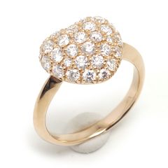ダイヤモンドリング 約10号弱 K18PG・ダイヤ1.02ct ハートモチーフ