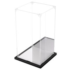 【特価商品】UVカット コレクションケース ディスプレイケース 台座 アクリルケース 背面ミラー 組み立て簡単 頑丈 汚れ防止 KUKERフィギュアケース 手袋 クリーニングクロス付き（15×15×25cm 台座ミラー＋背面ミラー）