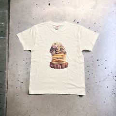 パンケーキフラワーガメプリントTシャツS・M ホワイト　亀半袖Tシャツ/カメT