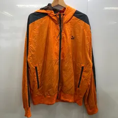 PIMA/プーマ ナイロンジャケット ブルゾン メッシュライナー フード ライトアウター ワンポイントプリント オーバーサイズ ビッグシルエット ベトナム製 メンズ L オレンジ