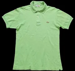 70s フランス製 CHEMISE LACOSTE ラコステ ワンポイント コットン 鹿の子 ポロシャツ 黄緑 3★97 オールド フレンチ ユーロ ヨーロッパ