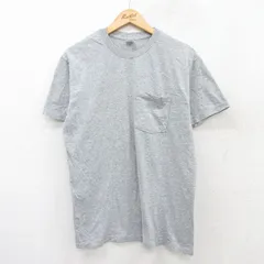 L/古着 フルーツオブザルーム 半袖 ビンテージ Tシャツ メンズ 00s 無地 胸ポケット付き クルーネック グレー 霜降り 25aug21 中古