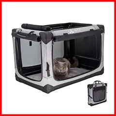 猫犬兼用 鉄フレーム 折りたたみ式 4面メッシュ出入口 カバー取り外せる 洗濯可能 ペットハウス ペットキャリー (シルバグレー ケージ ソフトクレート M) ペット GPR