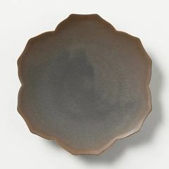 KIWAKOTO YURI DISH Large 26cm つちこ(茶色) 花のお皿 京焼 清水焼