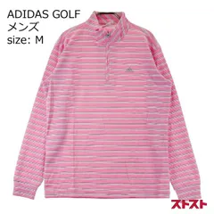 ADIDAS GOLF アディダスゴルフ ハーフジップ 長袖Tシャツ ボーダー柄 ピンク系 M [240101148386]#