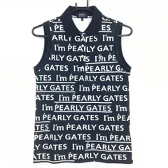 パーリーゲイツ ノースリーブポロシャツ ネイビー×白 ロゴ総柄  レディース 0(S) ゴルフウェア PEARLY GATES