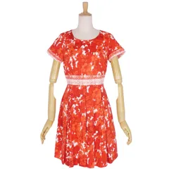 マックスマーラ ウィークエンド Max Mara WEEKEND ワンピース ショートスリーブ プリーツ 花柄 コットン トップス レディース イタリア製 CHA32 USA2 FB34 MEX24 GB4 IJ(S相当) レッドのサムネイル