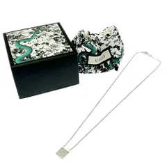 【中古】【箱付き】 GUCCI グッチ シルバー ロゴ スクエアプレート ネックレス 5.9g 925刻印 353098 ネックレス