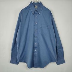美品 ブルックスブラザーズ ドレスシャツ アメリカ製 ブルー ヘリンボーン XL 大き目 BROOKS BROTHERS