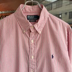 90〜00s Polo by Ralph Lauren キャンディストライプシャツ　レッド