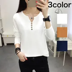 tシャツ レディース 長袖 シャツ ブラウス トップス カットソー 春 秋 春秋 大きいサイズ 2XL 3XL ヘンリーネック Tシャツ シンプル 無地 大人 女性 韓国 カジュアル 普段 定番 人気 キレイめ a17-5