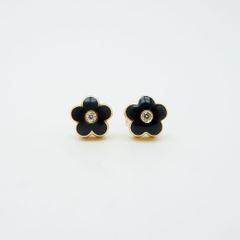 パスクワーレ ブルーニ フラワー モチーフ エマーユ ダイヤモンド ピアス 750YG SAランク