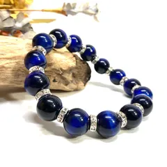 パワーストーン ブレスレット ブルータイガーアイ 12mm  / 虎目石 メンズ レディース 男性 女性 金運 仕事運 成功 お守り(シルバー) ☆