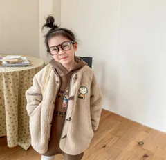 韓国子供服 チャーリーブラウン ボア コート ブルゾン 90