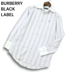 BURBERRY BLACK LABEL バーバリー ブラックレーベル 通年 ホース刺?★ 長袖 クレリック ストライプ シャツ Sz.39 メンズ