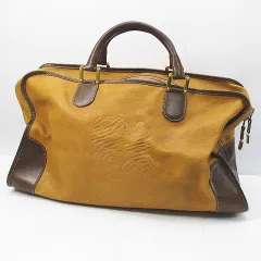 ロエベ LOEWE ボストンバッグ トラベルバッグ アナグラム バイカラー キャメル レザーのサムネイル
