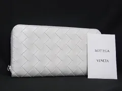 ■美品■ BOTTEGA VENETA ボッテガヴェネタ ビッグイントレチャート レザー ラウンドファスナー 長財布 ウォレット ホワイト系 AV3730のサムネイル
