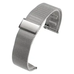 【迅速発送】OMMQ 時計バンド 22mm 通気性 柔らかい 防水 ステンレス メッシュマグネットミラネーゼループベルト 無段階調整 金属 クイックリリース ベルト チェーン スマートウォッチ/普通の腕時計に対応 メンズ/レディースに対応 プレゼント (シルバ