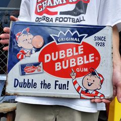 大きめサイズ　エンボスサイン◆dubble bubble gum◆ブリキ看板　アメリカン　ガレージ　ダイナー
