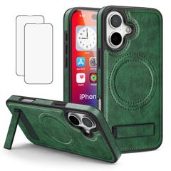 【特価商品】iPhone 16 ケース 隠しスタンド マグセーフ対応 PUレザー いPhone16 [スタンド付き/MagSafe対応/フィルム2枚贈り]REHOOF キックスタンドケース 横/縦置き マグネット搭載 スマホケース 耐衝撃 指紋防止 ワイヤレス