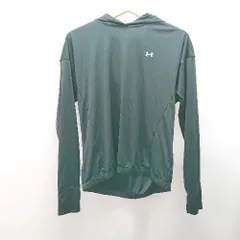 ◇ UNDER ARMOUR ロゴワンポイント フードあり タイト スポーティー 長袖 Tシャツ サイズM ブラック レディース E  【1309040012653】