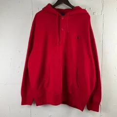 ビッグサイズ Polo by Ralph Lauren ポロバイラルフローレン ハーフボタン スウェットパーカー フーディ 古着 2XB BIG レッド 赤 大きいサイズ オールド【f231127002】