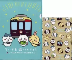 【中古】クリアファイル B柄(ライトブルー/総柄) A4＆A5クリアファイルセット(2枚セット) 「ちいかわ×阪急電車 CHIIKAWA × HANKYU」