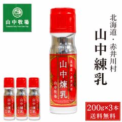 山中牧場 れん乳 北海道限定 山中煉乳 200g × 3本セット メール便 送料無料 練乳 コンデンスミルク 北海道産 赤井川村余市 お取り寄せ ギフト いちご   夏ギフト お中元【パケ大】