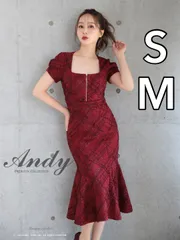 バーガンディ [AN-ON2802] Andy/ アンディ/ ラメツイード/ ジッパー/ マーメイド/ 半袖/ 袖あり/ シンプル/ 膝下/ ブラ着用可/ ミディドレス/ ミディアムドレス/ ワンピース/ キャバドレス