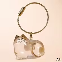 けだま入れ　三毛猫  猫の毛保存容器 猫型キーリング　キーホルダー 猫型キーリング 携帯 持ち歩き 猫 遺毛 ケース メモリアルグッズ