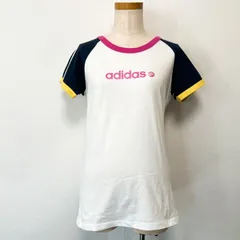 adidas アディダス 半袖カットソー フロントロゴ 3本ライン ラグラン カラフル Lサイズ Y2K グランジ 平成 00s