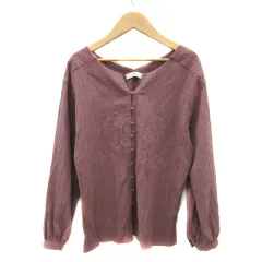 アーバンリサーチ サニーレーベル URBAN RESEARCH Sonny Label シャツ ブラウス 長袖 スリットネック ストライプ柄 F ブラウンレッド /YS22