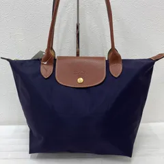 5049　LONGCHAMP　ロンシャン　プリアージュ　レディース　トートバッグ　パープル　ルプリアージュ　無地　カジュアル　シンプル　きれいめ　軽量　ナイロン　レザー　紫