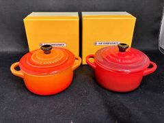 LE CREUSETルクルーゼ◆ミニココット 2個 Mini Cocotte【未使用】レッド＆オレンジ