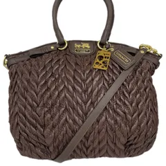 コーチ COACH 未使用近い 18634 マディソン キルテッド ギャザー 2way ハンドバッグ ショルダーバッグ ブラウン