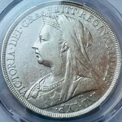 イギリス 1888 ヴィクトリア女王 クラウン 銀貨 NGC AU58 聖