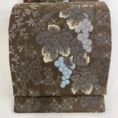 袋帯 鳥 葡萄 唐草 蝶々 素敵なデザイン 六通 正絹 AO-1665 袋帯 鳥 葡萄 唐草 蝶々 素敵なデザイン 六通 正絹 AO-1665