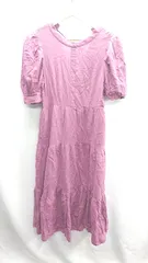 ◇ ⊂ w closet ダブルクローゼット パフスリーブ 半袖 ロング ワンピース サイズF パープル レディース E  【1410100019038】