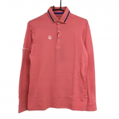 【新品】テーラーメイド 長袖ポロシャツ ピンク×ブルー 襟ライン ロゴ白 吸汗速乾 UVケア メンズ S ゴルフウェア TaylorMade