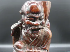 ②アンティーク木製釣り老人彫刻 像約100㎝ ②アンティーク木製釣り老人彫刻 像約100㎝