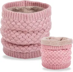 fortulux ネックウォーマー メンズ バイク スポーツ ゴルフ スキー ボア 裏ボア 裏起毛 軽くて暖か かのこ編み/リブ編み 防寒 スヌード ピンク( ピンク（かのこ編み）,  Free Size)のサムネイル