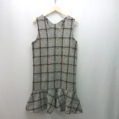 ◇ apres jour ジャンパースカート チェック柄 Vネック 重ね着 ロング丈 ワンピース サイズFREE グレー レディース E  【1310050040536】
